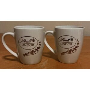 Lindt Lindor Coffee Tea Mug Cup White with‎ Gold Leaf Embossing 14oz (Set of 2)